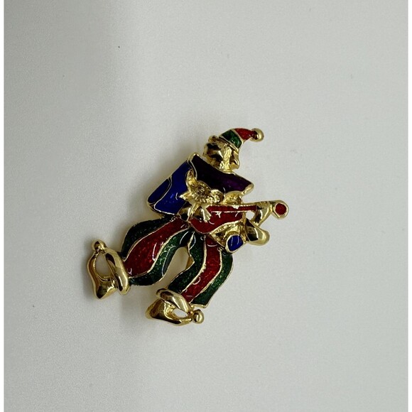 Myers Suzio VTG Enamel Clown Brooches Set Of 2 Gold Tone Harlequin Jester Pins - Picture 4 of 8